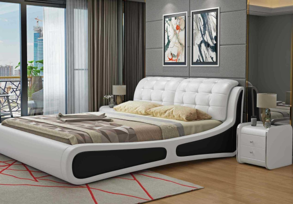 Bett Polster Design Luxus Doppel Betten Weiß 180x200cm Schlaf Zimmer Leder