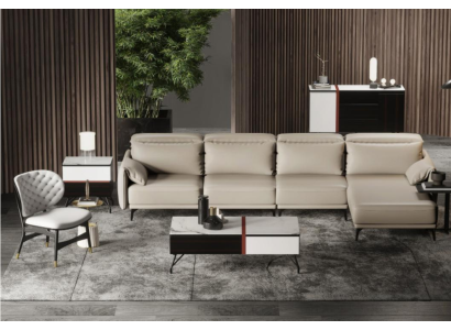 Designer Ledersofa Ecksofa Polster Eck Couch Sitz Eck L Form Garnitur Sofa Neu