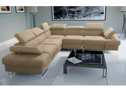 Sofa Couch Polsterung L-Form Wohnzimmer Design Ecke Leder Neu Beige Luxus