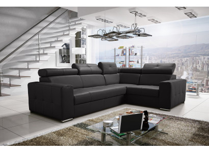 Ecksofa Couch Polsterung Wohnzimmer Leder L-Form Neu Modern Schwarz Design Sofas
