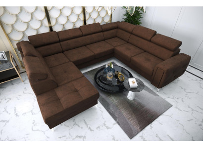 Sofa U-Form Stoffsofa Couch Wohnlandschaft Design Modern Leder Sofas Braun Neu