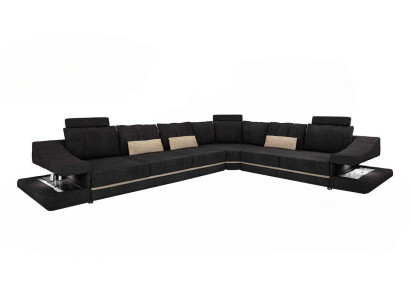 Wohnzimmer Textil Schwarz Sofa Sofas L-FormSitz Farbe Ecksofa Couch Polstermöbel