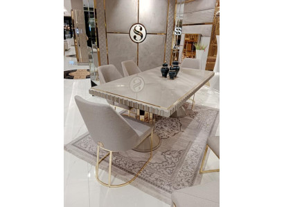 4x Stühle Stuhlgruppe Polster Design Möbel Esszimmer Textil