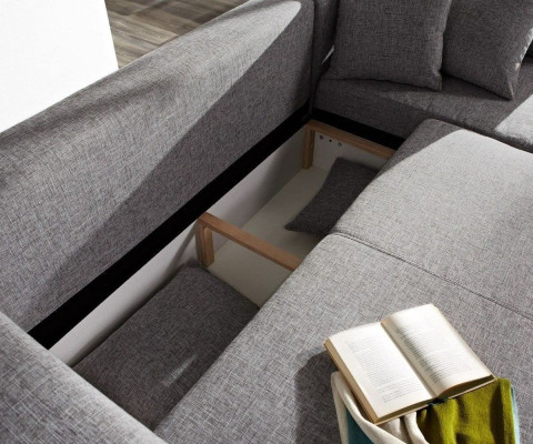 Ecksofa L Form Sofa Couch Polster Sofas Wohnlandschaft Stoffsofa Hocker Couchen