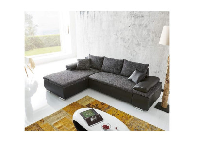 Ecksofa L-Form Sofa Couch Design Schlafsofa Polster Bettfunktion Textil