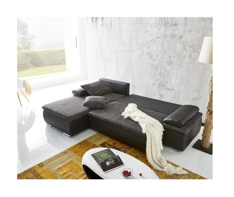 Ecksofa L-Form Sofa Couch Design Schlafsofa Polster Bettfunktion Textil