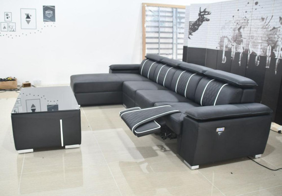 Design Ecksofa Couch Polster Garnitur Automatische Relax Funktion Sofa Neu Leder