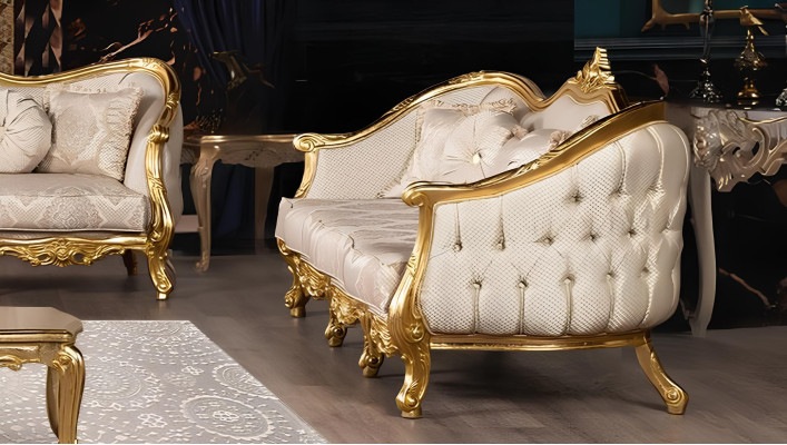 Barock Sofagarnitur 3+1+1 Sitzer Chesterfield Sofa Sofas Sessel Sitz Garnitur