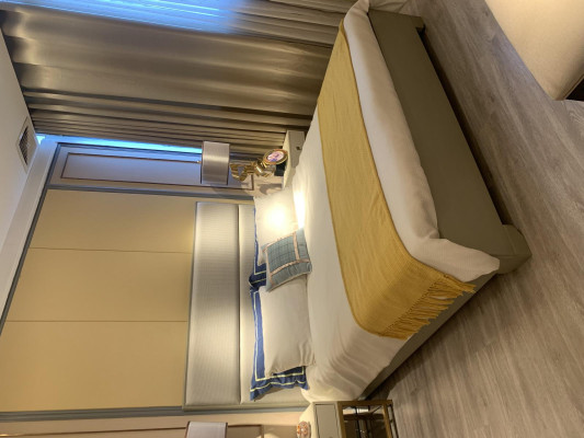 Bett Doppelbett Betten Möbel Einrichtung Schlafzimmer Design Stoff Textil neu