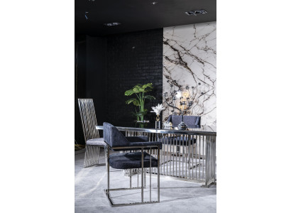 Esszimmer Stuhl Luxus Metall mit Textil Stühle Stil Modern Lehnstuhl