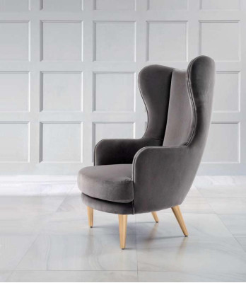 Ohrensessel Sessel Clubsessel Cocktailsessel Luxus Sitzer Grau Sitz Wohnzimmer