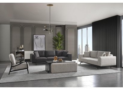 Komplette Couchgarnitur Sofa Sofas Sessel Grau Sofagarnitur Set 4tlg
