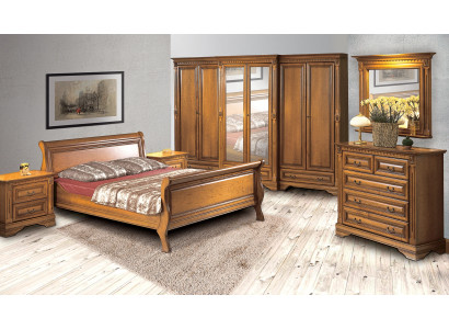 Schlafzimmer Bett Nachttisch Kommode Kleiderschrank Luxus Set 6tlg.