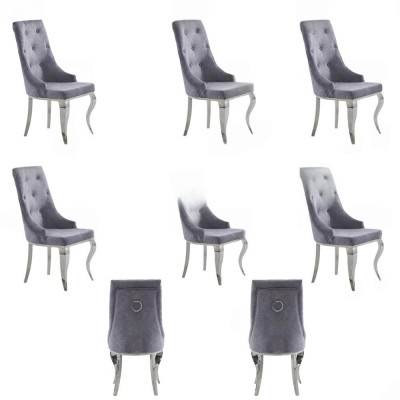 6x Stuhl Chesterfield Designer Polster Stühle Sitz Textil Garnitur Neu