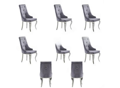 6x Stuhl Chesterfield Designer Polster Stühle Sitz Textil Garnitur Neu