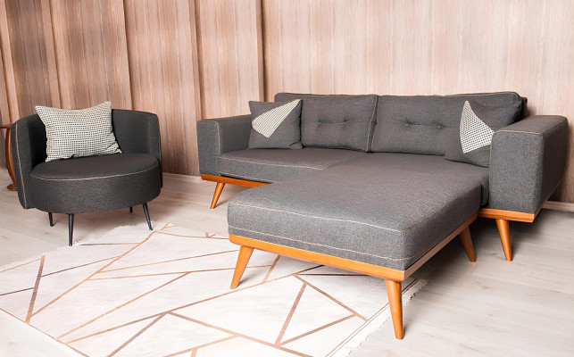 Modernes Ecksofa Mit Sessel Wohnzimmergarnitur Luxus Einrichtungsmöbel 3+1