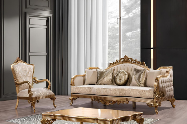 Sofa Set Sofagarnitur 4tlg. Couchtisch Luxus Wohnzimmer Klassiker Designer