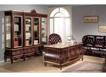 Klassische Büro Einrichtung Schreibtisch Bücherregal 4 tlg Holzmöbel