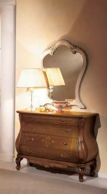 Braunes Schlafzimmer Set Bett 2x Nachttische Kommode Spiegel Klassisch