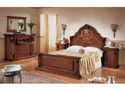 Klassisches Braunes Schlafzimmer Set Bett 2x Nachttische Kommode Set 5tlg