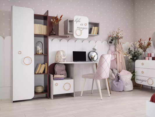 Schrank Bücherregal Kinderregal Bücherschrank Kindermöbel Rosa Holz