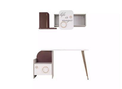 Garnitur Schreibtisch Set Holz Tisch Bücherregal Weiß Kinderzimmer