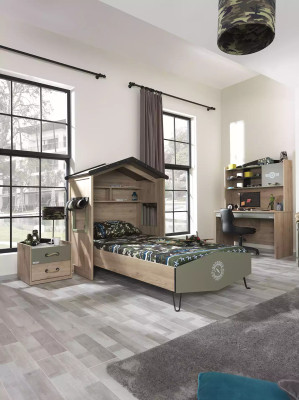 Design Bettrahmen Bett Holz Grün Jungen Kindermöbel Kinderbett Modern
