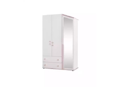 Design Kleiderschrank Holzschrank Schrank Möbel Holz Spiegel Weiß Neu