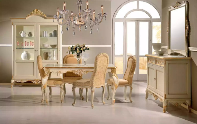 Esstisch 4 x Stühlen Esszimmer Set Essgruppe Holz 8tlg. Gruppe Garnitur