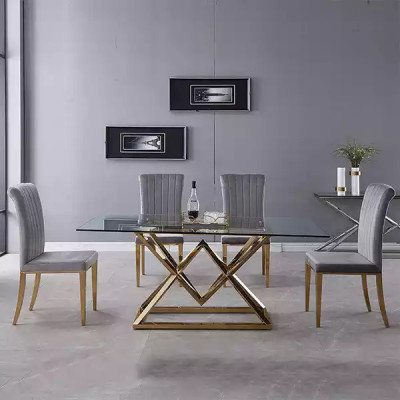 Designer Esszimmer Moderner Glastisch Edelstahltische Edelstahlgestell