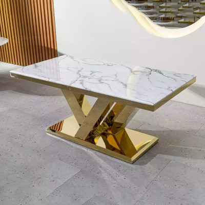 Eszimmer Möbel Designer Esstisch Edelstahltisch Gold Moderne Tische
