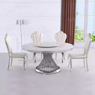 Designer Goldener Rundtisch Edelstahl Tische Stilvolle Esszimmer Möbel