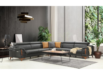 Ecksofa L-Form Modern Sofa Wohnzimmer Couch Polster Textil Stoff Möbel