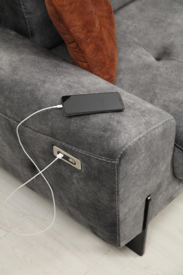 Grau Ecksofa Designer Wohnzimmer Sofa Couch L-Form Polster Luxus Möbel Modern