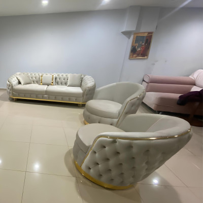 Designer Wohnzimmer Set Besteht aus 3-Sitzer Sofa und 2x Sessel 3tlg.