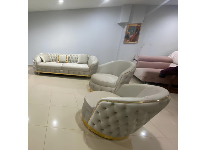 Designer Wohnzimmer Set Besteht aus 3-Sitzer Sofa und 2x Sessel 3tlg.