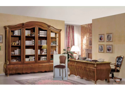 Braunes Büro-Set Luxus Schreibtisch Vitrine Drehsessel Klassisch 3tlg