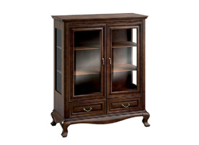 Klassische Vitrine Vitrinenschrank Schrank Echtholz Vitrinen V-W 3-4 Glasschrank