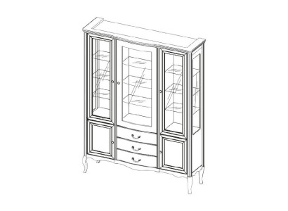 Großer Schrank Massiv Echtholz Rustikal Klassische Vitrine Vitrinenschrank PR-W3