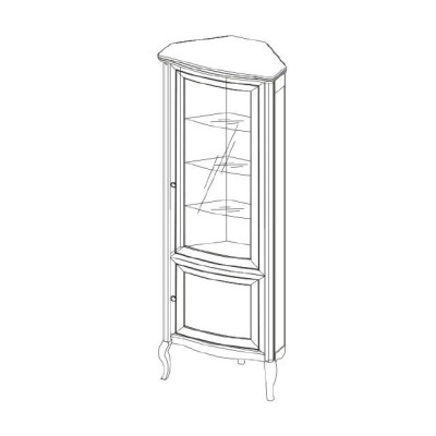Eckschrank Massivholz Holzschrank Klassische Vitrine Vitrinenschrank - PR-W-N