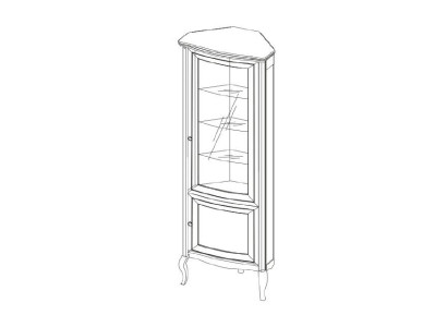 Eckschrank Massivholz Holzschrank Klassische Vitrine Vitrinenschrank - PR-W-N