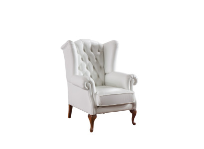 Chesterfield Ohrensessel Sessel Polster Fernseh Büro Couch Echtes Leder CL-F3