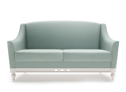Chippendale Sofa 2 Sitzer Landhaus Stoffsofa mit Holz Designer Garnitur FL-2Siz