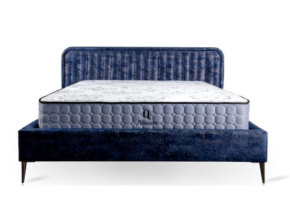 Bett Blau Doppelbett Schlafzimmer Holz Möbel Design Elegantes Polster Stoff Neu