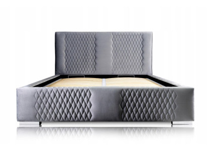 Bett Grau Doppelbett Modern Elegantes Bett Polster Stoff Schlafzimmer Modern Neu