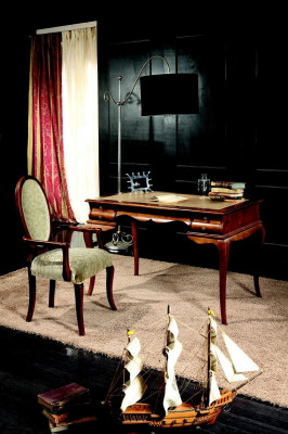 Holz Möbel Luxus Büro 2tlg Set Schreibtisch Sessel Italienische Tische Barock