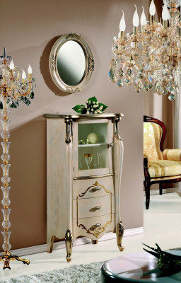 Möbel Klassischer Kommode Holz Glas Vitrine Kommodenschrank Designer