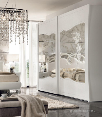 Kleiderschrank Schwebetüren Schlafzimmer Holz Schrank Schränke Holz Spiegel Neu