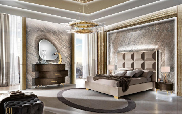 Kommode mit Spiegel Kommoden Schlafzimmer Schrank Holz Modern Design Braun Set