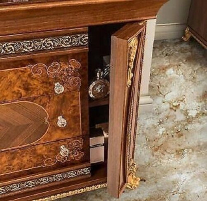 Kommoden Set Italienische Möbel 2tlg. Massivholz Kommode mit Spiegel Sideboard